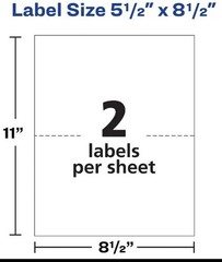 Avery 5126 Internet Shipping Labels White 5-1/2 x 8-1/2 in 200 Labels 100 Sheets