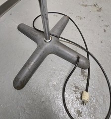 Large 9′ Antique Industrial Surgical Light Chrome & Gray In Original Condition