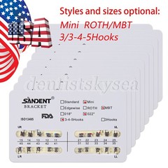 10-200Pack Orthodontic Dental Brackets Braces Mini Roth MBT.022 Slot Hooks 345/3
