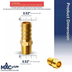 Brass 1/4″ Male NPT to 1/2″ Hose Barb Barb Fitting Adaptor Connector Pack of 4