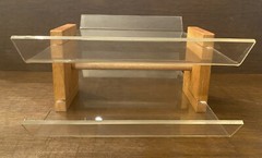 Vintage Mid Century Acrylic/Wood Two Tier Desktop Letter Tray – MCM