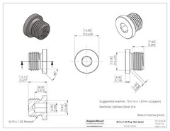 M12 x 1.25 Stainless Steel 316 Threaded Plug Fitting with Copper Washer –