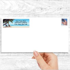 60 Return Address Labels Personalized Printed 3/4 x 2 1/4 Beach Scene