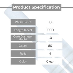 Cast Pallet Stretch Wrap Clear Film 4 Rolls 10″x 1000′ 80 Gauge Extended Core