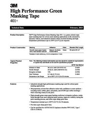 3M Scotch 401+ High Performance Green Masking Tape: 3/4 in. x 60 yds. (Green)