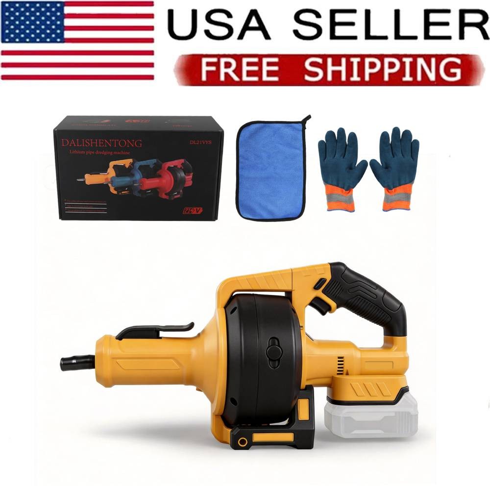 New 21V Electric Drain Auger Auto-Feed 25ft Plumbing Snake for 3/4″-3.55″ Pipes