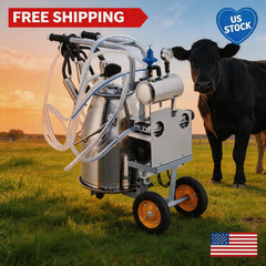 Portable Electric Milking Machine, 6.6 Gallon/25L Stainless Steel Milk Bucket