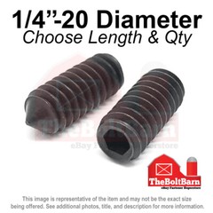 1/4″-20 Alloy Cone Point Allen Socket Set Screw Coarse Black Oxide (Pick Size)