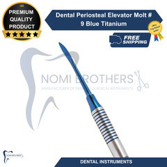 Dental Periosteal Elevator Molt # 9 Blue Titanium Coated Double Ended German