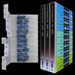 1/2W 600pcs 30 Values 1% Metal Film Resistor Assortment Kit 1 Ohm-1M Ohm LED
