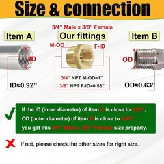 3/4″ Male to 3/8″ Female Brass Reducer Bushing, Versatile NPT Adapter Set of 2