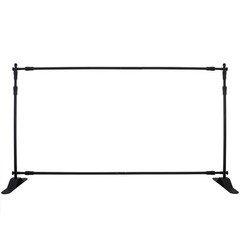 8x10Ft Banner Stand Heavy-Duty Backdrop Stand Telescopic Adjustable Repeat Step