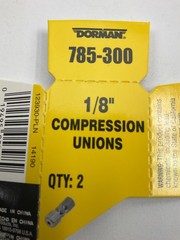 Dorman 785-300 Compression Union Fitting 1/8″ – 2 PACK