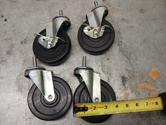 3.75″ Rubber Wheel Stem Type Swivel Casters – Pack of 4 – New Other