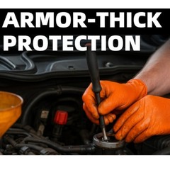 Heavy Duty Orange Industrial Nitrile Gloves with Raised Diamond Texture, 8-mil