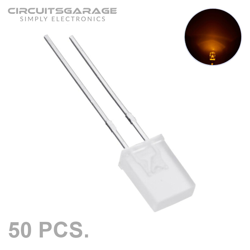 50 X 2x5x7 mm Ultra Bright Water Clear Yellow Rectangle LED Light Emitting Diode