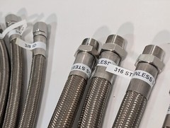 (15) Braided 316 Stainless Steel Flex Hoses, Assorted Lengths Sizes Ports