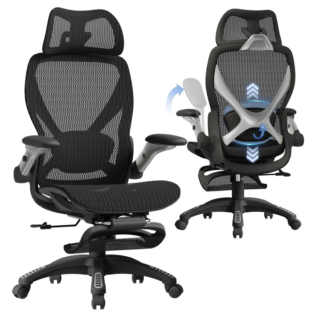 ELABEST X100 Ergonomic Mesh Office Chair with Footrest, Big and Tall Hone Des…
