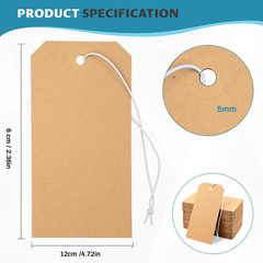50 Pack Manila Shipping Tags with Elastic String Blank Labeling Tags