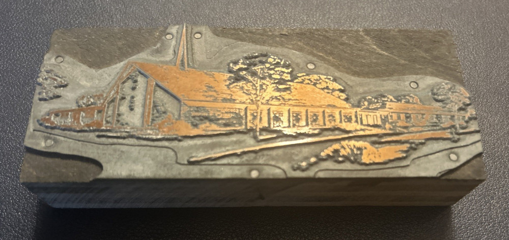 Large modern church | Vintage letterpress printing block – York PA?