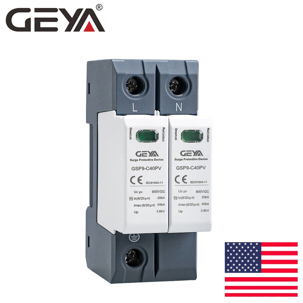 GEYA Surge Protector Protective Device DC 600V 2P 40kA Lighting Arrester Device