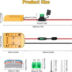 20V Battery Adapter Conversion Kit for Ride-On Toys with Switch Fuse 12AWG DIY