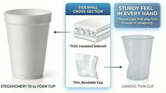 10 Oz Insulated Foam Cups – Disposable for Hot & Cold Beverages, 100 Pack