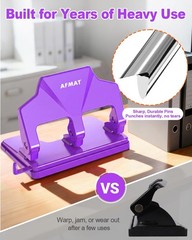 3 Hole Punch Heavy Duty, 40Sheet Three Hole Punch, 50% Reduced Effort, 3 Hole…