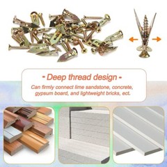 50/100PCS Self Drilling Drywall Anchors Screws Hollow Wall Anchor Expansion Kit