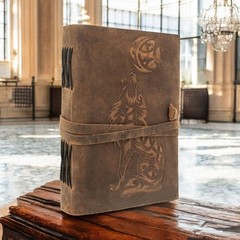 Leather Journal-Handmade Wolf Embossed Diary 5×7 Unlined 200 Pages Notebook B1G1
