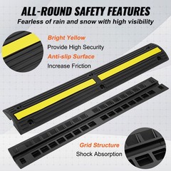 Uimoso 4 PCs 39” Cable Protector Ramp 18000lbs Speed Bump Floor Cable Protector