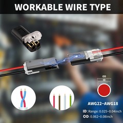 50 Pcs Solderless 2 Pin Wire Connectors Quick Splice Low Voltage Terminals Kit