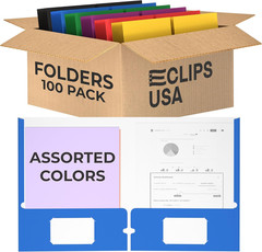 Folders with Pockets 2 Pocket Folders Bulk, Holds 100 Sheets (50 Sheets per Pock