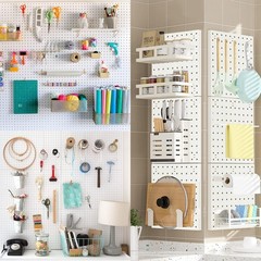 8Pcs White Pegboard Panels with Mounting Kits for Easy Installation and Storage