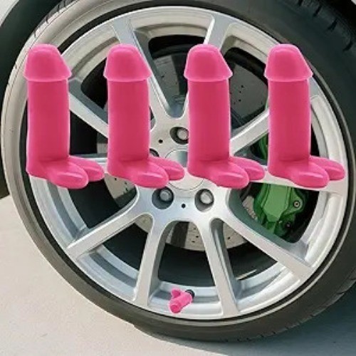 Funny Glow in the Dark Tire Valve Stem Caps | Fluorescent Color: Rose Red_4pcs