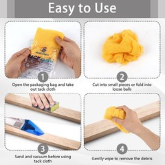 8 Pack Tack Cloths, Rags for Woodworking, 17.7 x 35.4 in Tac Yellow