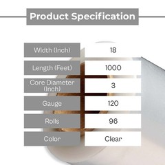 18″ x 1000′ 96 Rolls (120 Gauge) Blown Hand Stretch Film Shrink Wrap – Clear