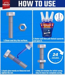 Threadlocker Blue, Thread Lock Medium Strength Lock Tight for Nuts, Bolts, Faste