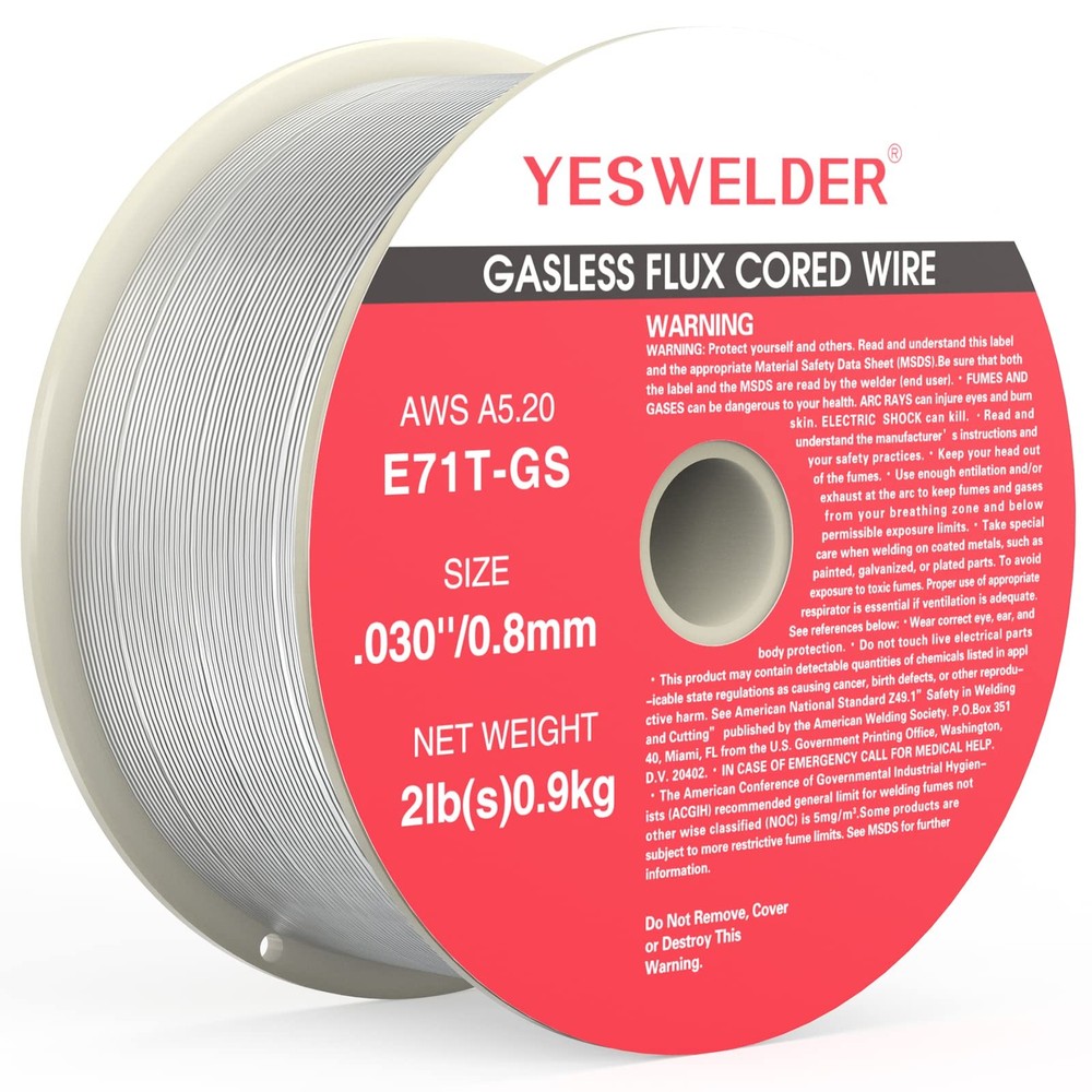 YESWELDER Flux Core Gasless MIG Wire, E71TGS Mild Carbon Steel .030Inch Diame…