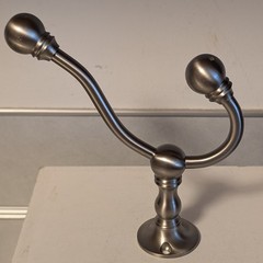 Pottery Barn Double Wall Hook Brushed Nickel Finish NEW 6″ Made In Taiwan