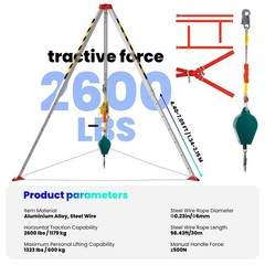 Confined Space Tripod Kit w/ 2600 LBS Lifting Winch Confined Space Rescue Tripod