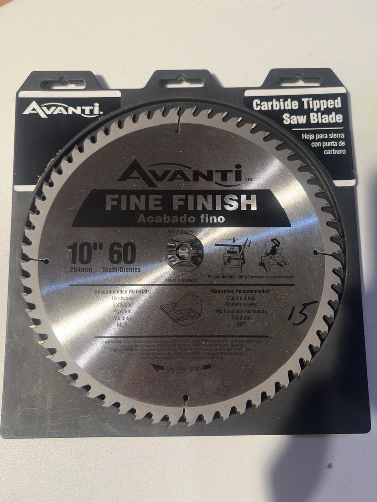 Avanti A1060X 10″ 60 Teeth Fine Finish Saw Blade Carbide Tipped BRAND NEW RETAIL