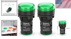 Energy Efficient 110V AC LED Indicator Light – 22mm Panel Mount, Green, 2-Pack