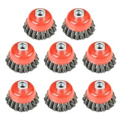 32 Pieces 4″ Knotted Wire Cup Brush carbon steel with 5/8-11 Thread rust removal