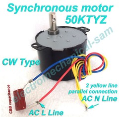Synchronous Motor 50KTYZ AC 110V 120V 50/60Hz 1 2.5 5 to 100 110 rmp/m CW/CCW 6W