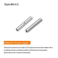 200Pcs Non Insulated Butt Connectors 26-22AWG Wire Connector BN0.5