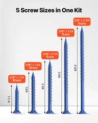 VEVOR Concrete Screws Masonry Screws 3/16 inch 100 PCS 5 Lengths Phillips Head