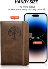 Small Pocket Notebook, Leather Journal Mini (Brown)