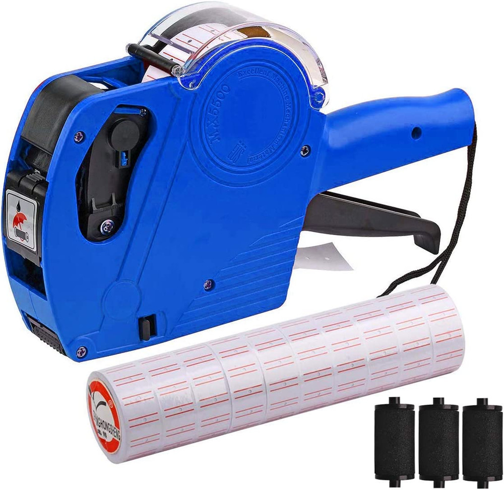 MX-5500 8 Digits Price Tag Gun with 5000 Sticker Labels and 3 Ink Refill, Label