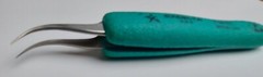 Excelta 7-SA ET NeveRust SS Tweezers ESD-Safe 4.5″ Curved Tips, 0.01″ x 0.01″